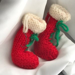 VTG Red White Green Knit Stocking Tree Ornaments